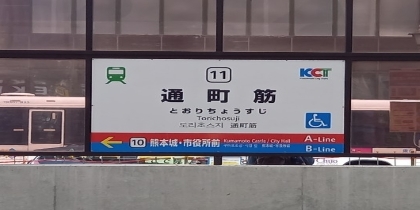 熊本市電・通町筋駅より下通アーケード内を進んでいきます。
